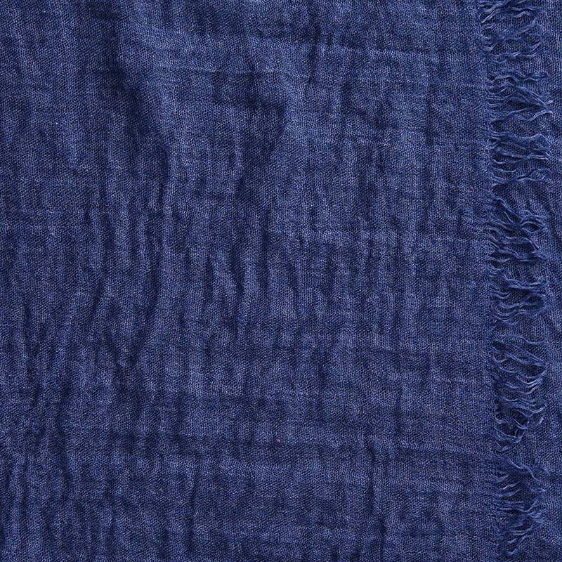 XRDSS Summer Cotton Blend Crinkle Vintage Soft Scarf with Fringed Edges 35" Ã— 70" (Blue) - Image 2